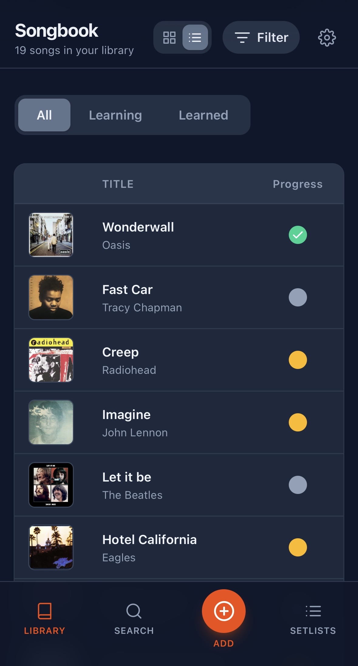 Guitar Songbook app on iPhone
